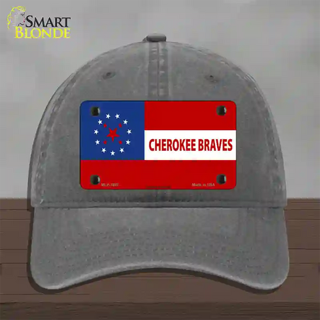 Cherokee Braves Flag Novelty License Plate Hat Unconstructed Cotton / Charcoal