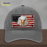 USA Eagle Novelty License Plate Hat Unconstructed Cotton / Charcoal