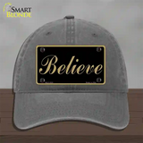 Believe Novelty License Plate Hat Unconstructed Cotton / Charcoal