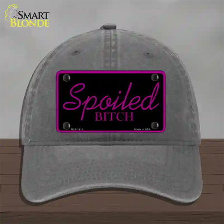 Spoiled Bitch Novelty License Plate Hat Unconstructed Cotton / Charcoal