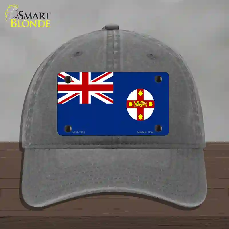 New South Wales Flag Novelty License Plate Hat Unconstructed Cotton / Charcoal