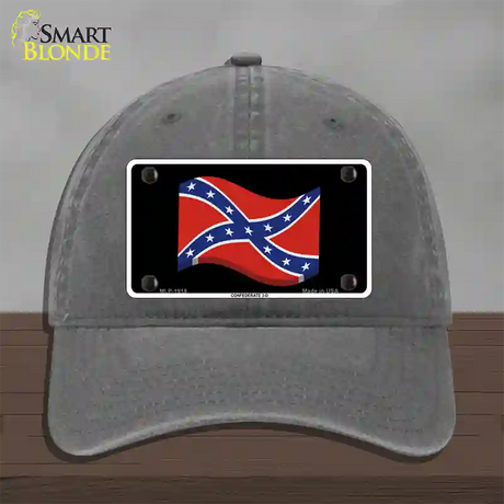 Confederate 3-D Flag Novelty License Plate Hat Unconstructed Cotton / Charcoal