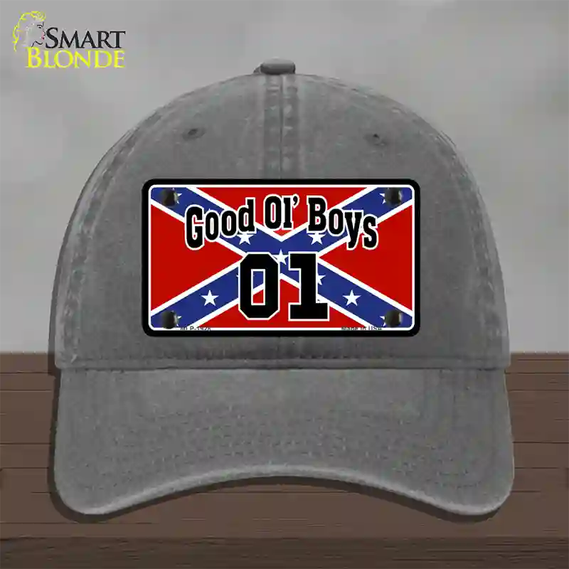 Good Ol Boys Confederate Flag Novelty License Plate Hat Unconstructed Cotton / Charcoal