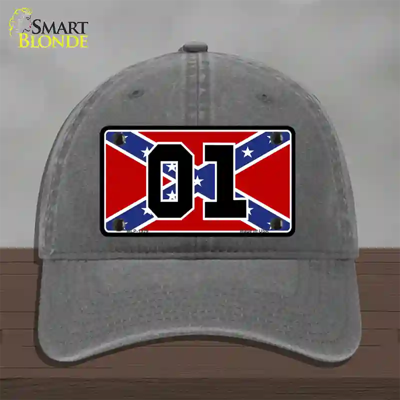 Confederate Flag 01 Novelty License Plate Hat Unconstructed Cotton / Charcoal