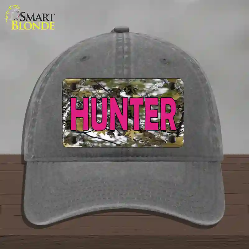 Pink Hunter Novelty License Plate Hat Unconstructed Cotton / Charcoal