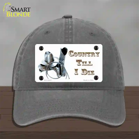 Country Till I Die Novelty License Plate Hat Unconstructed Cotton / Charcoal