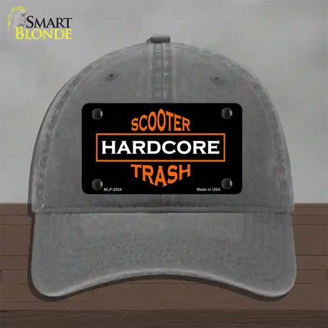 Hardcore Scooter Trash Black Novelty License Plate Hat Unconstructed Cotton / Charcoal