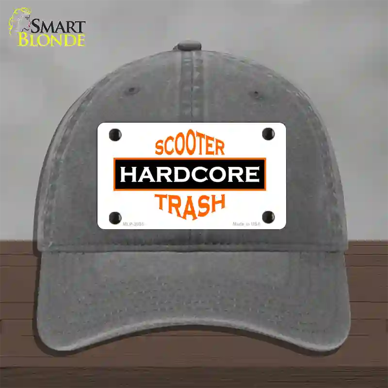 Hardcore Scooter Trash White Novelty License Plate Hat Unconstructed Cotton / Charcoal