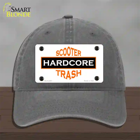 Hardcore Scooter Trash White Novelty License Plate Hat Unconstructed Cotton / Charcoal