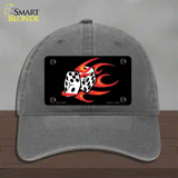 Red Hot Flaming Dice Novelty License Plate Hat Unconstructed Cotton / Charcoal