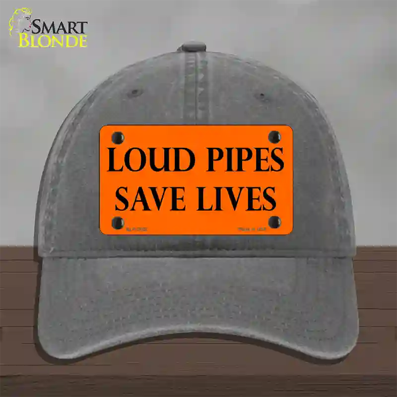 Loud Pipes Save Lives Novelty License Plate Hat Unconstructed Cotton / Charcoal