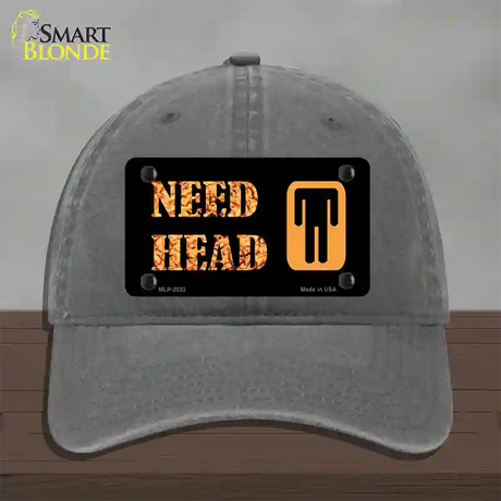 Need Head Novelty License Plate Hat Unconstructed Cotton / Charcoal