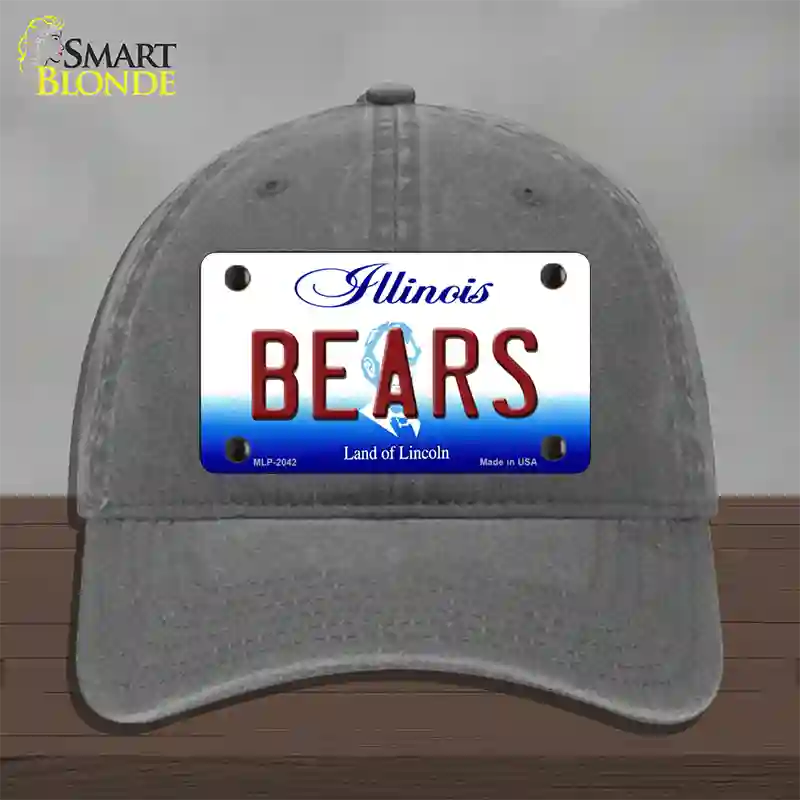 Bears Illinois State Novelty License Plate Hat Unconstructed Cotton / Charcoal