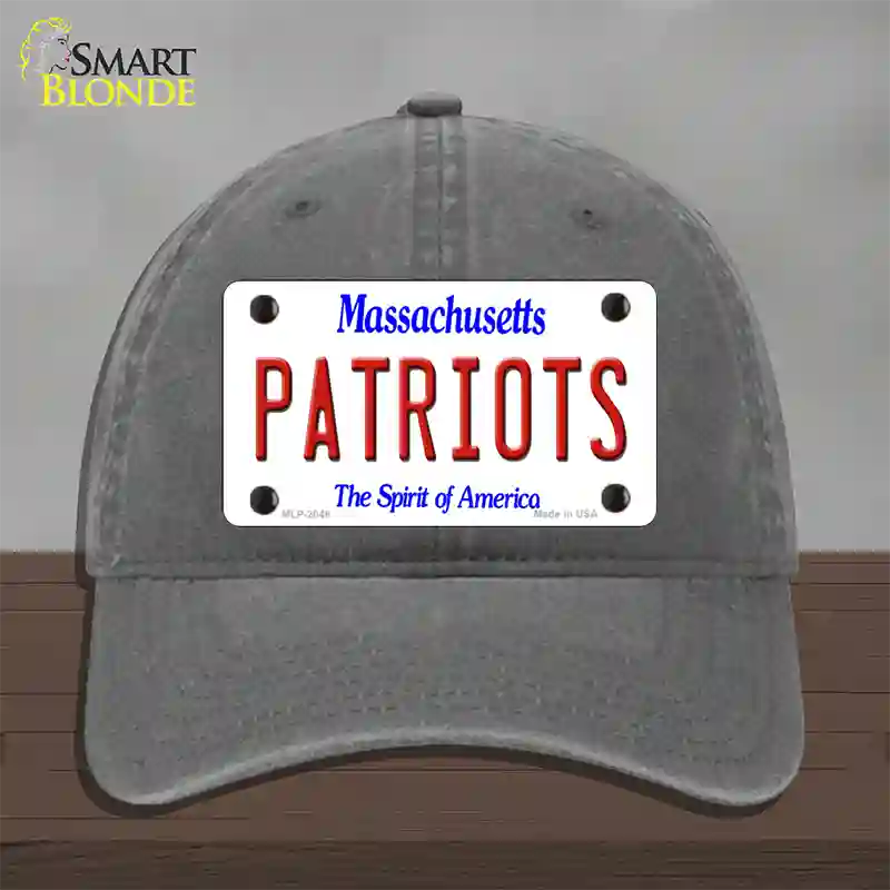 Patriots Massachusetts State Novelty License Plate Hat Unconstructed Cotton / Charcoal