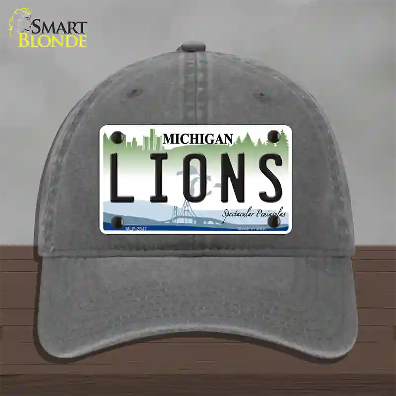 Lions Michigan State Novelty License Plate Hat Unconstructed Cotton / Charcoal