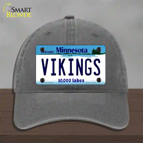 Vikings Minnesota State Novelty License Plate Hat Unconstructed Cotton / Charcoal