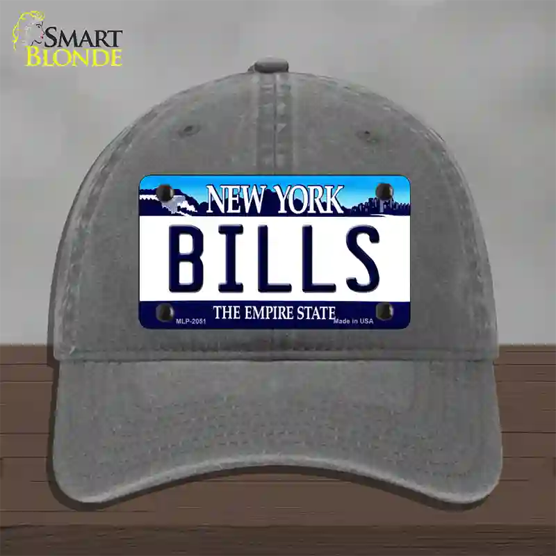 Bills New York State Novelty License Plate Hat Unconstructed Cotton / Charcoal