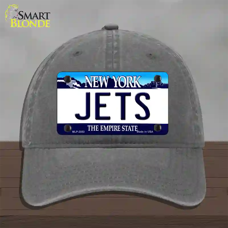 Jets New York State Novelty License Plate Hat Unconstructed Cotton / Charcoal