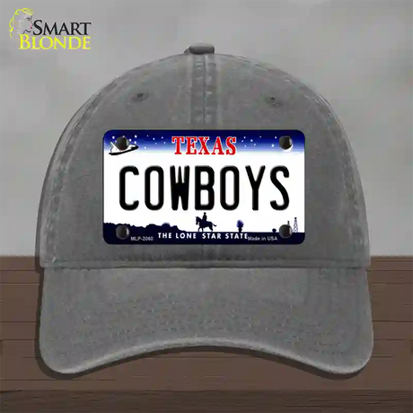 Cowboys Texas State Novelty License Plate Hat Unconstructed Cotton / Charcoal