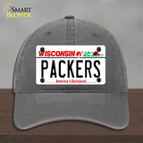 Packers Wisconsin State Novelty License Plate Hat Unconstructed Cotton / Charcoal