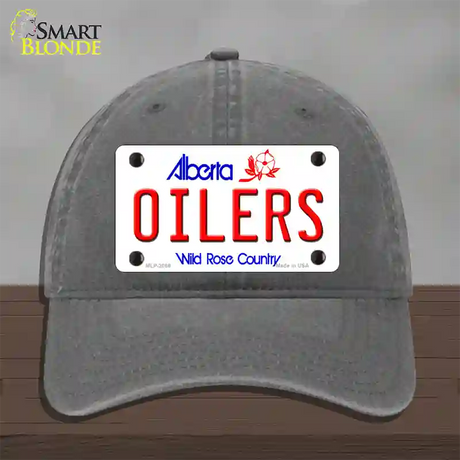 Oilers Alberta Canada Province Novelty License Plate Hat Unconstructed Cotton / Charcoal