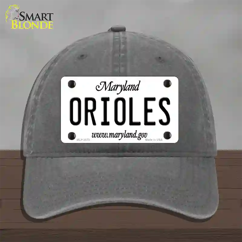 Orioles Maryland State Novelty License Plate Hat Unconstructed Cotton / Charcoal