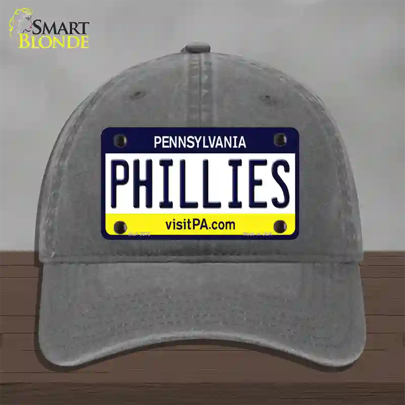 Phillies Pennsylvania State Novelty License Plate Hat Unconstructed Cotton / Charcoal