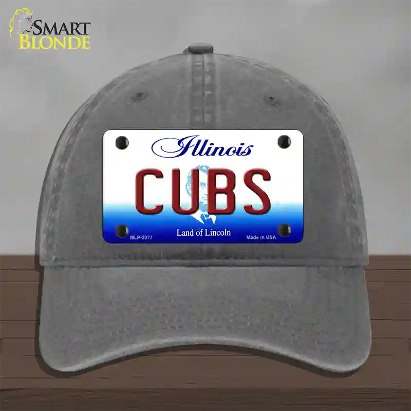 Cubs Chicago Illinois State Novelty License Plate Hat Unconstructed Cotton / Charcoal