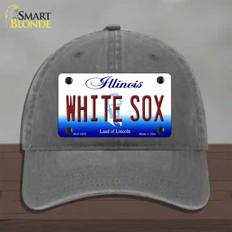 Whitesox Illinois State Novelty License Plate Hat Unconstructed Cotton / Charcoal