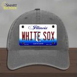 Whitesox Illinois State Novelty License Plate Hat Unconstructed Cotton / Charcoal