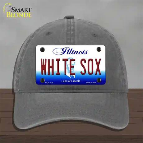 Whitesox Illinois State Novelty License Plate Hat Unconstructed Cotton / Charcoal