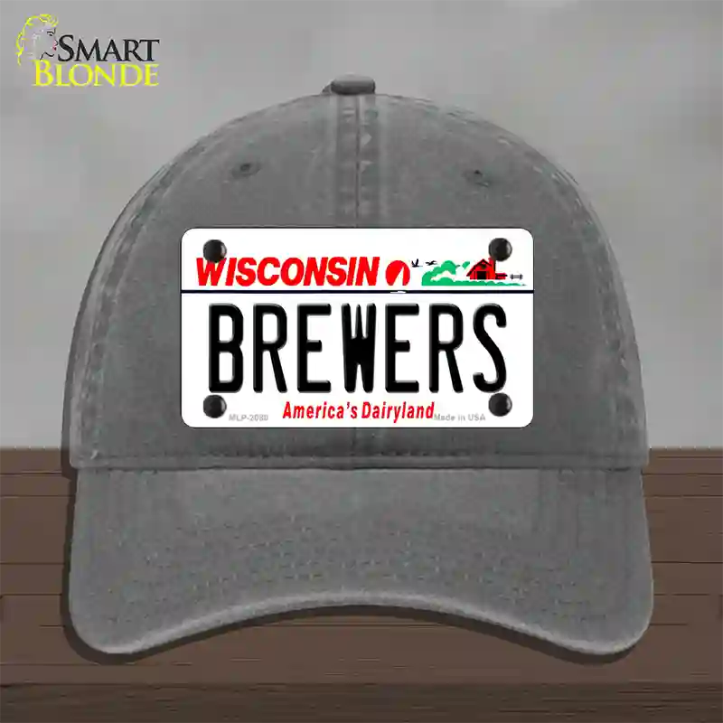 Brewers Wisconsin State Novelty License Plate Hat Unconstructed Cotton / Charcoal