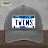 Twins Minnesota State Novelty License Plate Hat Unconstructed Cotton / Charcoal