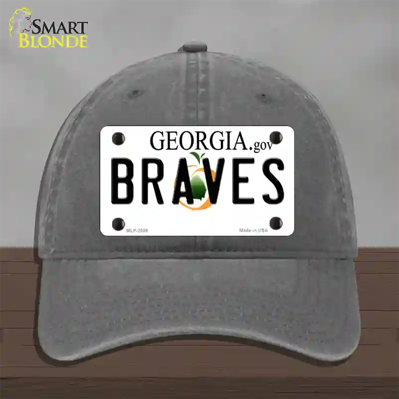 Braves Georgia State Novelty License Plate Hat Unconstructed Cotton / Charcoal