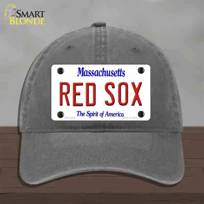 Red Sox Massachusetts State Novelty License Plate Hat Unconstructed Cotton / Charcoal