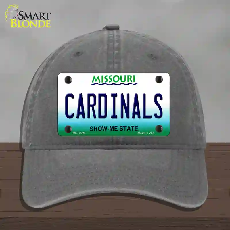 Cardinals Missouri State Novelty License Plate Hat Unconstructed Cotton / Charcoal