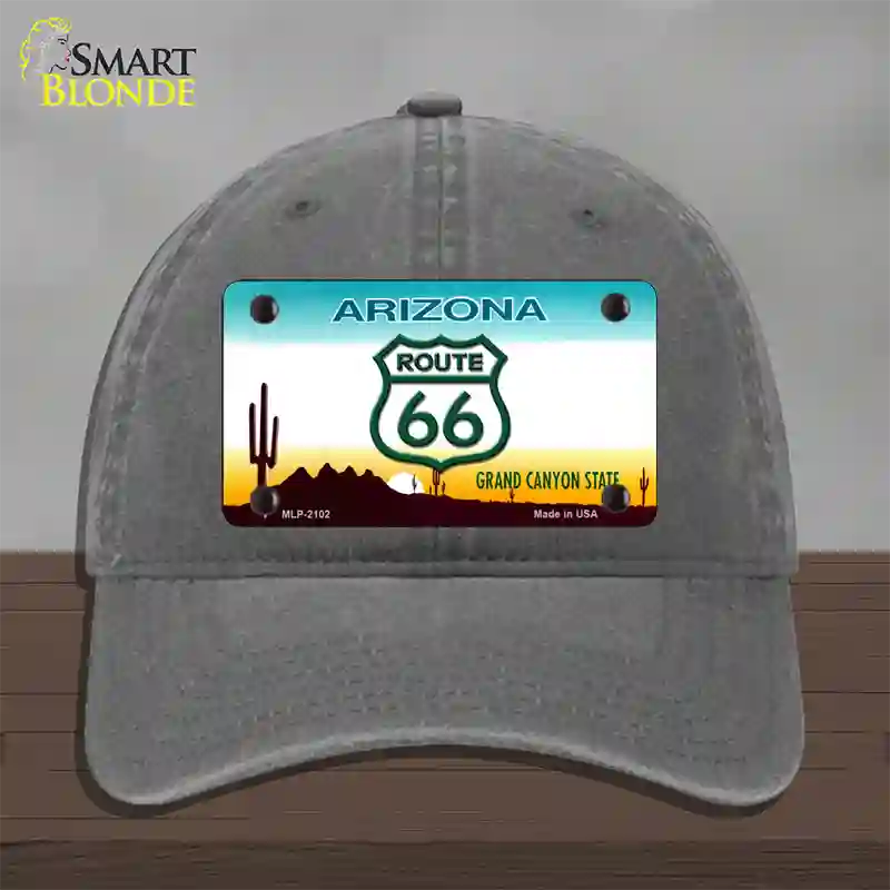 Route 66 Shield Arizona Novelty License Plate Hat Unconstructed Cotton / Charcoal