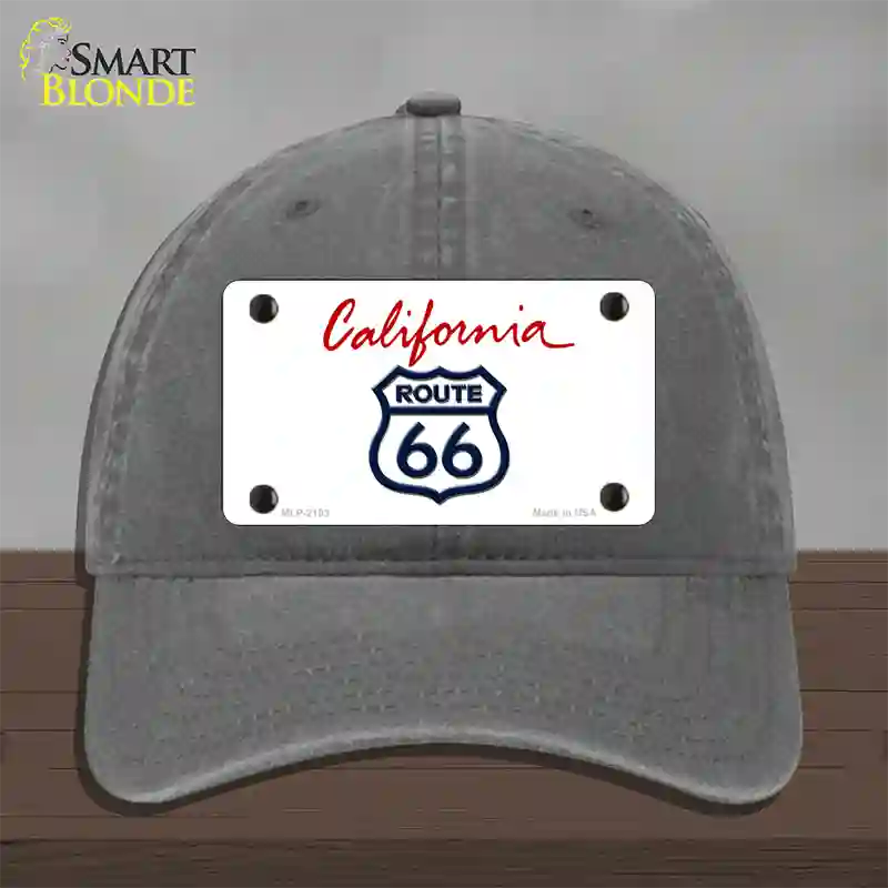 Route 66 Shield California Novelty License Plate Hat Unconstructed Cotton / Charcoal