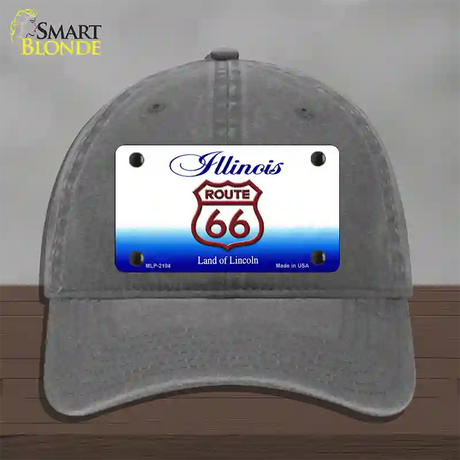 Route 66 Shield Illinois Novelty License Plate Hat Unconstructed Cotton / Charcoal