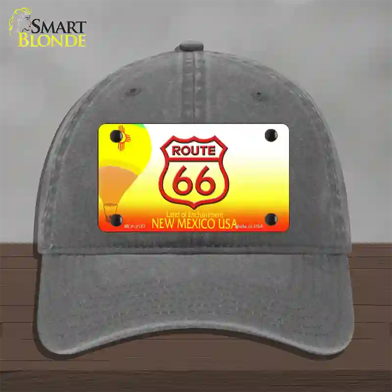 Route 66 Shield New Mexico Novelty License Plate Hat Unconstructed Cotton / Charcoal