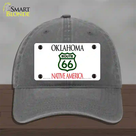 Route 66 Shield Oklahoma Novelty License Plate Hat Unconstructed Cotton / Charcoal