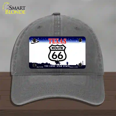 Route 66 Shield Texas Novelty License Plate Hat Unconstructed Cotton / Charcoal