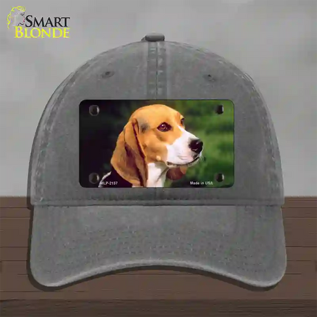 Beagle Dog Novelty License Plate Hat Unconstructed Cotton / Charcoal