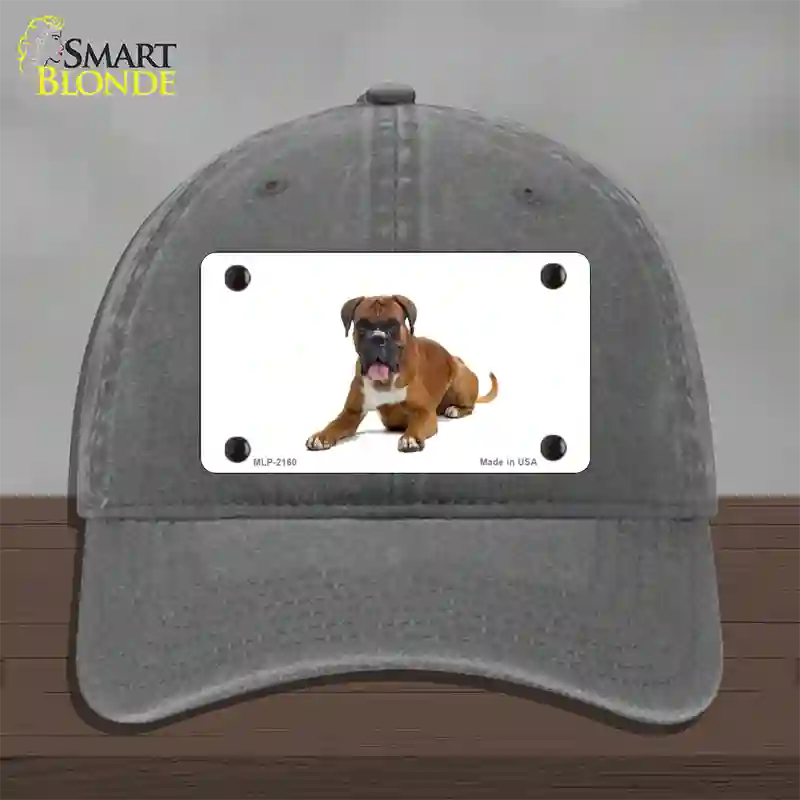 Boxer Dog Novelty License Plate Hat Unconstructed Cotton / Charcoal