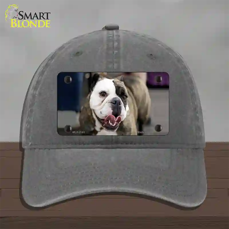 Bulldog Dog Novelty License Plate Hat Unconstructed Cotton / Charcoal