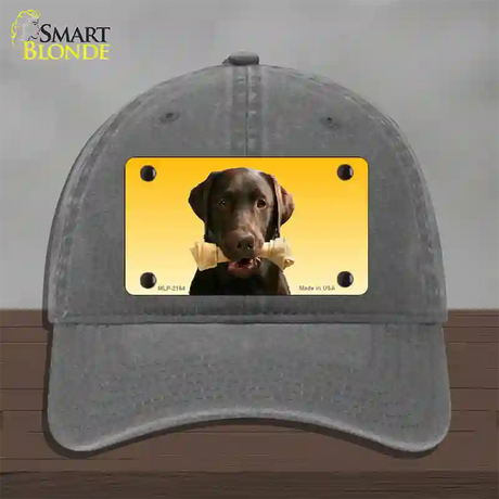 Chocolate Labrador Retriever Dog Novelty License Plate Hat Unconstructed Cotton / Charcoal