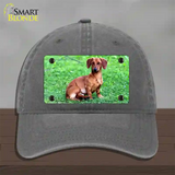 Dachshund Dog Novelty License Plate Hat Unconstructed Cotton / Charcoal