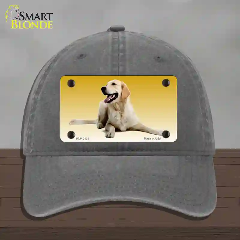 Golden Retriever Dog Novelty License Plate Hat Unconstructed Cotton / Charcoal