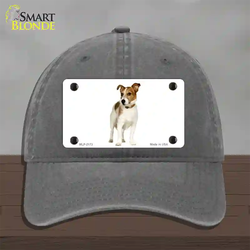 Jack Russell Terrier Dog Novelty License Plate Hat Unconstructed Cotton / Charcoal