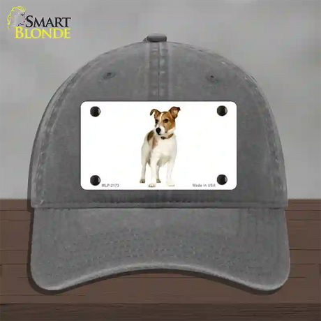 Jack Russell Terrier Dog Novelty License Plate Hat Unconstructed Cotton / Charcoal